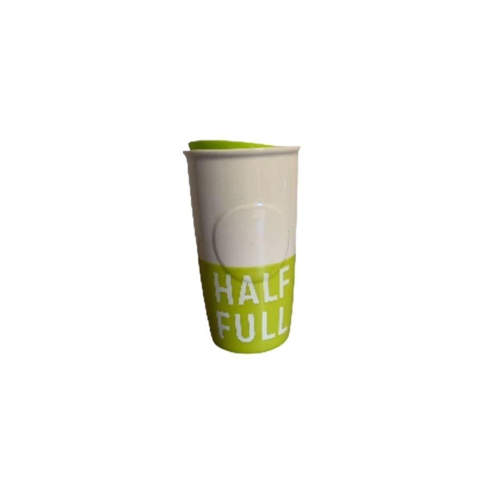 Starbucks “Dot Collection” Half Full Green and White Ceramic To Go Mug